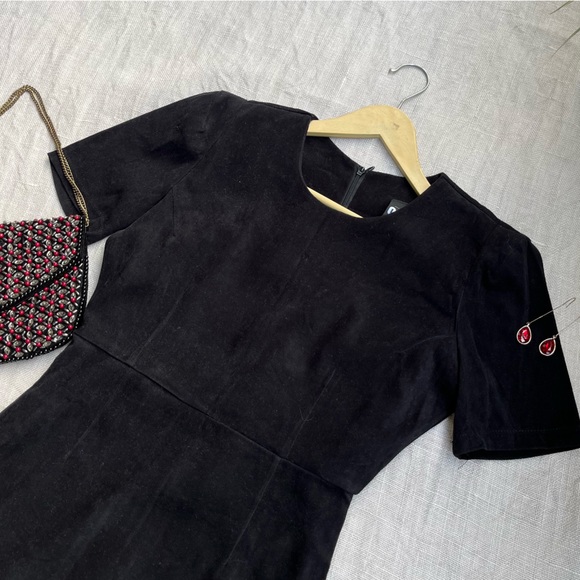 SOLD ❌ Black Velvety Mini Dress - Picture 2 of 6